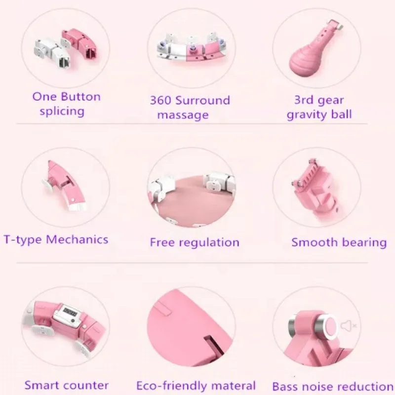 home fitness Adjustable 24 section smart plastic adult hu-la hoop rings counter detachable auto exercise electric hoola hoop