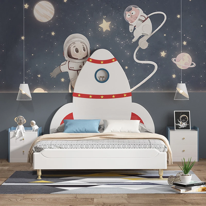 Cheap factory children beds Russian birch and New Zealand Pine solid wood rocket kids bed