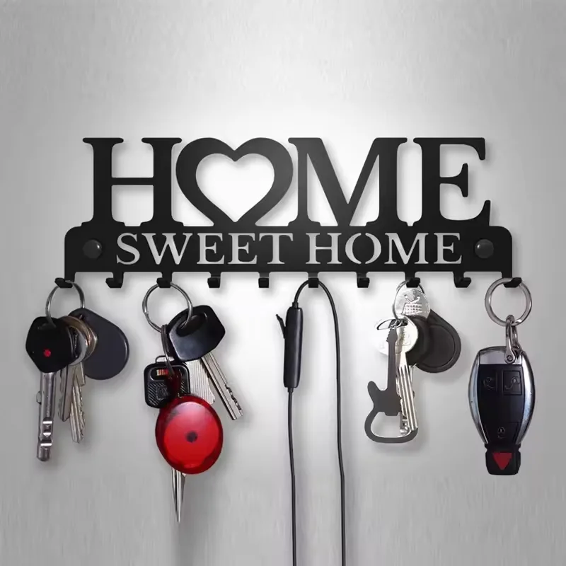 Hotel Front Door Kitchen Store Home Decorative Wall Mounted Acrylic Key Holder Letter Hooks Organizer Hanging Rack for Coat Hat