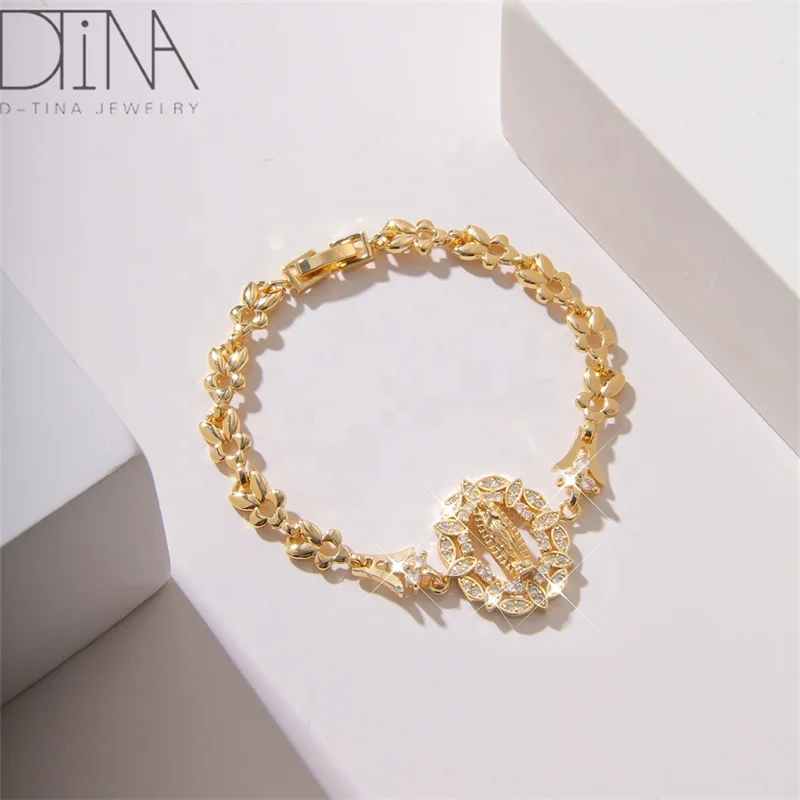 14k fashion luxury jewelry Notre Dame religious bracelet ring crystal zircon beautiful bracelet