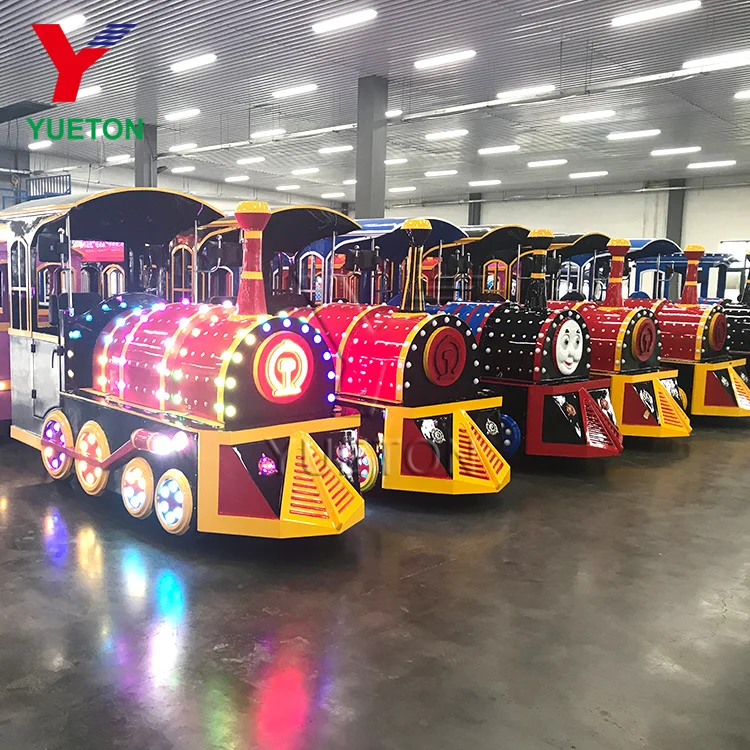 Kids Amusement Train Ride Outdoor Kiddie 24 Person Toy Mini Electric Motor Battery Trackless Train In The Mall For Children Game