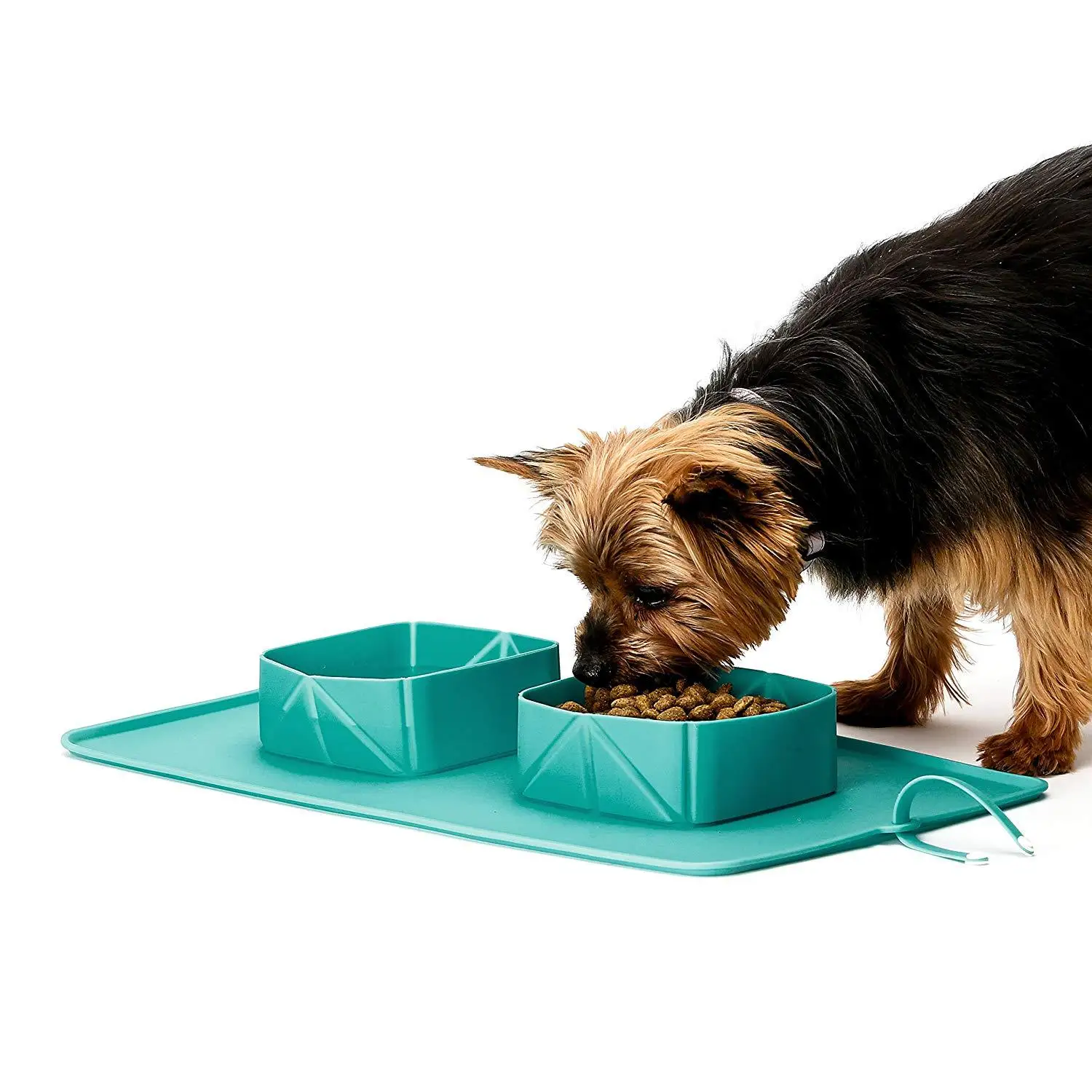 Custom Travel Cat Dog Water Feeding Food Double Feeder Outdoor Foldable Soft Silicone Collapsible Portable Pet Bowl for Pets