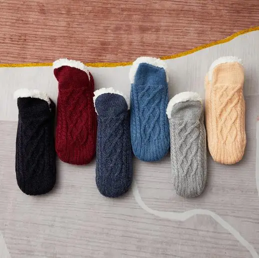 Man Winter Thick Non-skip Floor Socks Woman Room Slipper Socks Knitted Short socks