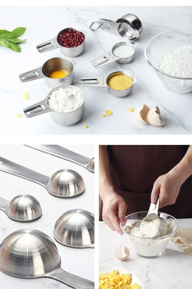 Кухонный инструмент для выпечки скребок Штабелируемая ложка из нержавеющей стали набор мерных чашек с силиконовыми захватами