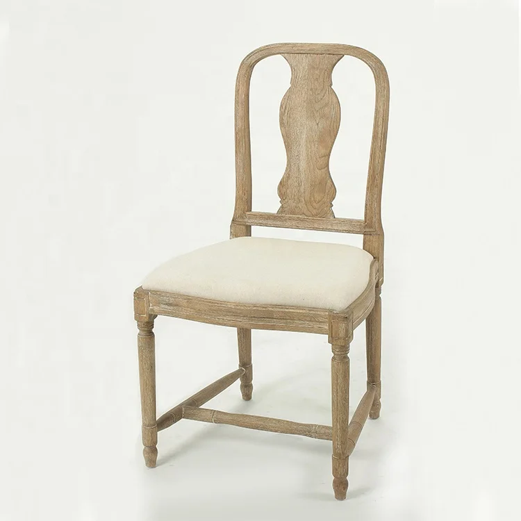 Antique style hand carved wooden fabric chair armless diningroom solid wood furniture(CH-309-Oak)