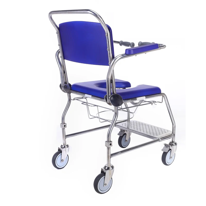 Medical Equipment Aluminum  Commode Shower WheelChair for Disabled Elder Commode Bath Seat  Shower Chair With Commode Tub