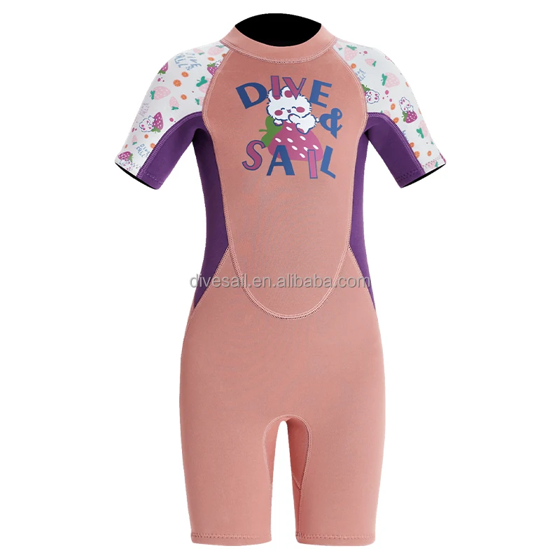 Подгонянные девушки 2 5 мм с коротким рукавом цельный тепловой купальник водонепроницаемая ткань для дайвинга костюм
