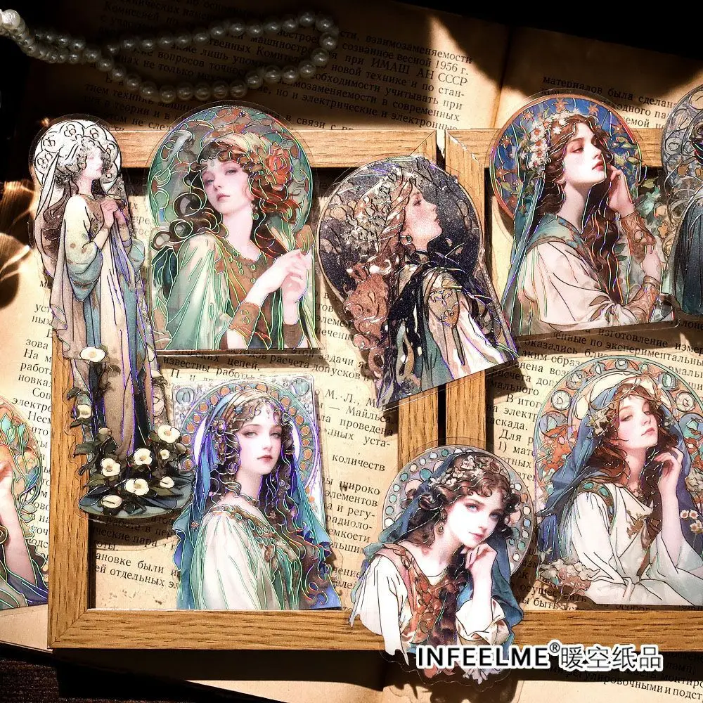 10 sheets/pack, PET stickers, romantic imagination series, hot stamping, character tent decoration materials, 4 styles