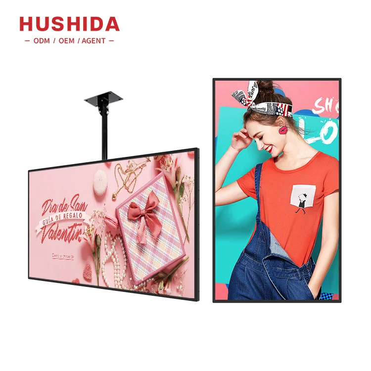 Ultra Slim Video Hd 4K Remote Control Lcd 43 50 55 Inch Slim Wall Mounted Digital Signage Advertising