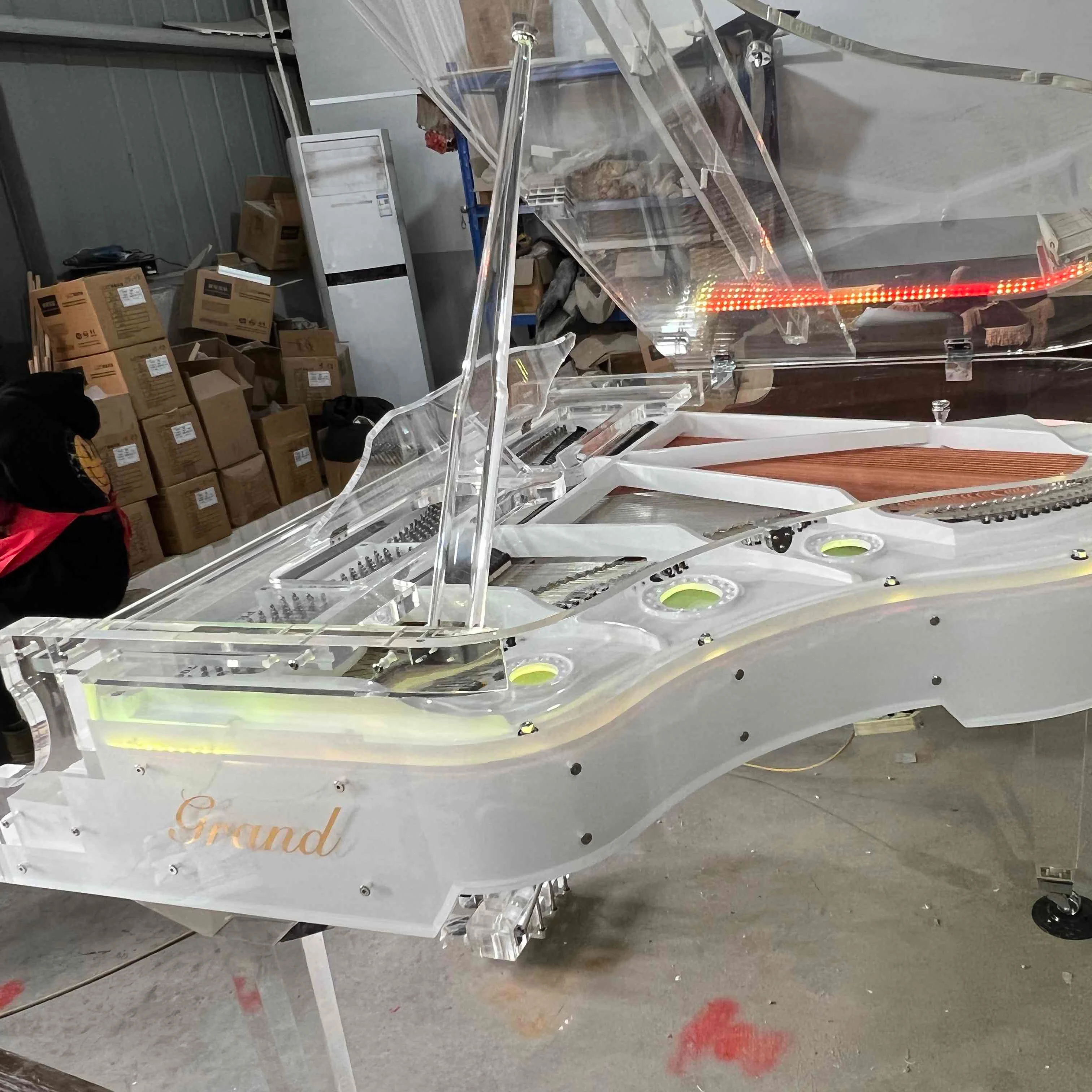 Custom Acrylic Baby Grand Piano for sale GP152A with LED lights Crystal Piano Accept Piano OEM