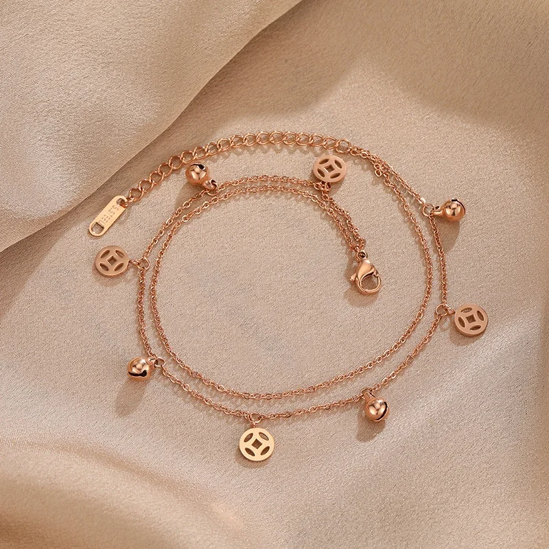 Женский браслет на щиколотке, позолоченные ювелирные изделия для ног, индивидуальный шарм 316, браслет из нержавеющей стали с бабочкой