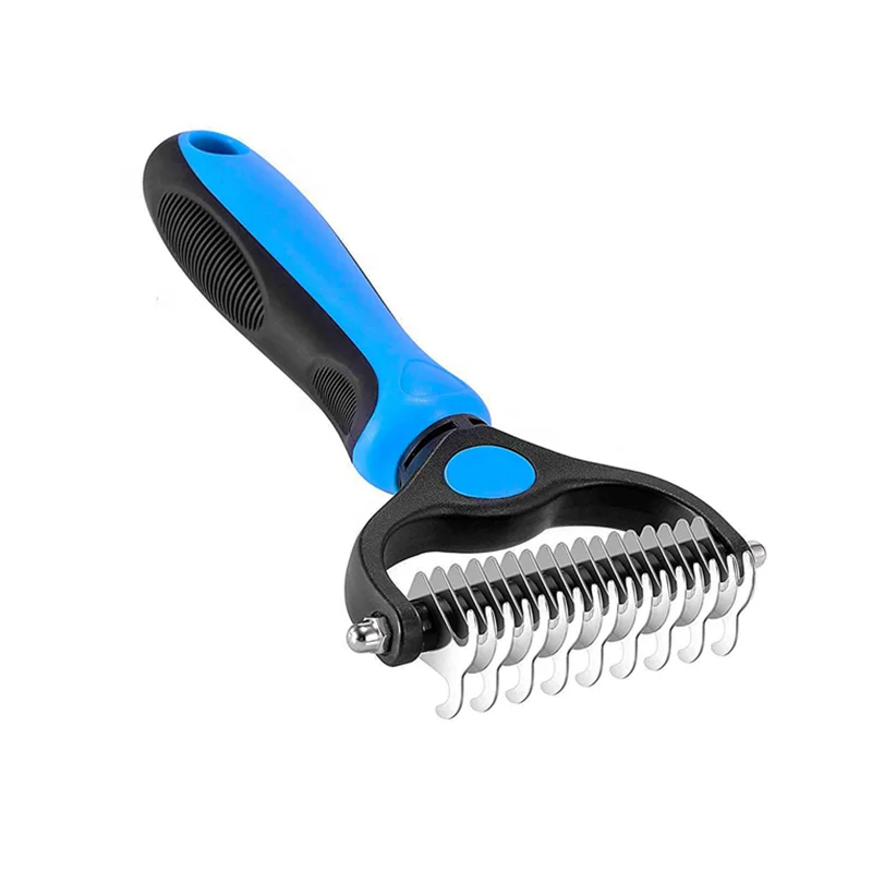 Бесплатная доставка оптовая продажа инструмент для ухода за шерстью животных 2-в-1 косметического инструмента двухсторонний расческа рейка щетка домашними животными