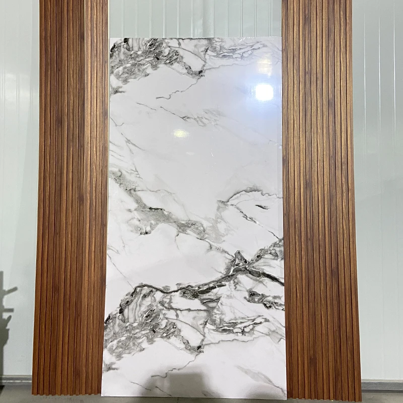 PVC glossy dark marble sheet for interior wall decoration