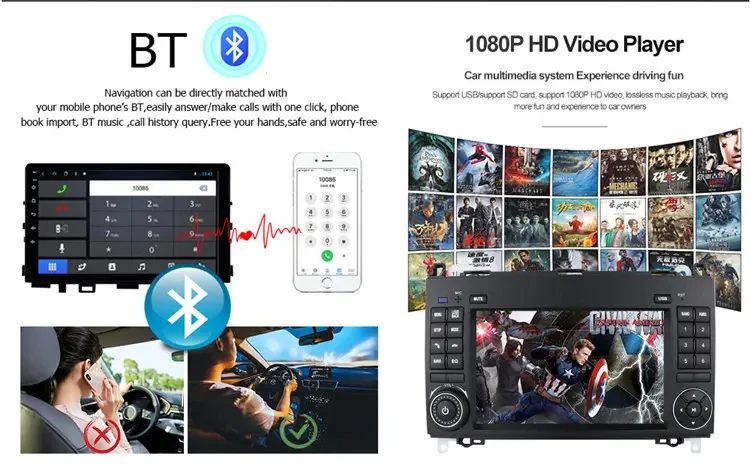 7-дюймовый 2-диновый динамик Android Bluetoothh GPS навигация Carplay автомобильный видеоплеер для Mercedes Benz B класса B200 радио 2006-2011