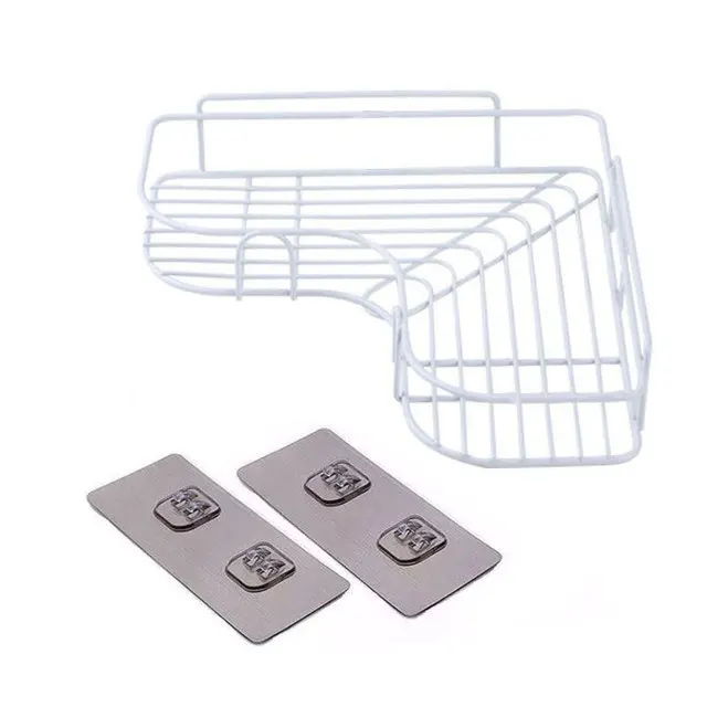 Bathroom kitchen Punch Corner Frame Shower Shelf Wrought Iron Shampoo Storage Rack Holder with Suction Cup bathroom accessories