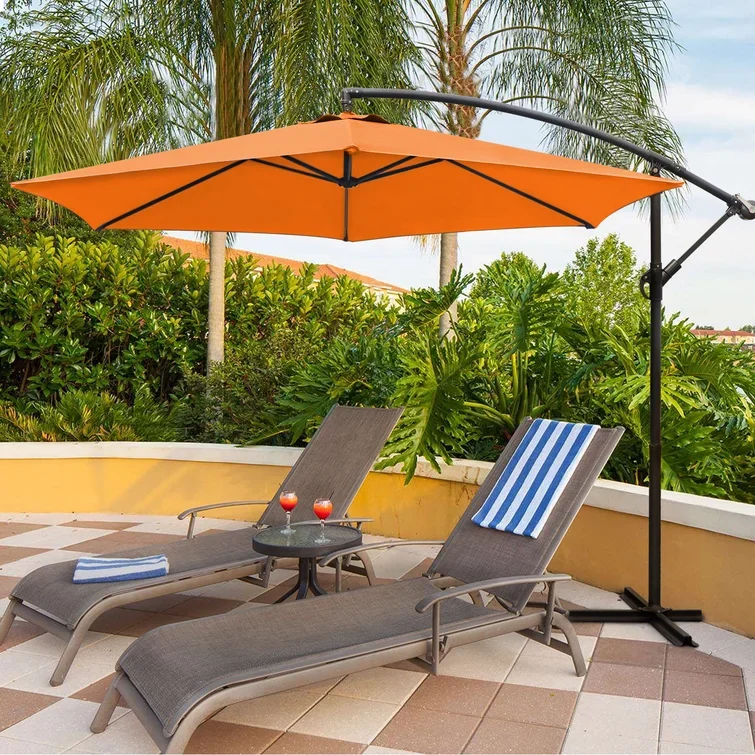 Villa & Garden Outdoor Banana Umbrella Milk Tea Shop Leisure Hanging Courtyard Umbrella Made of Durable Polyester-for Beaches