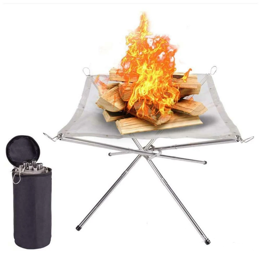 Портативная уличная Стальная Сетчатая подставка для огня идеально подходит кемпинга заднего двора и сада с сумкой переноски