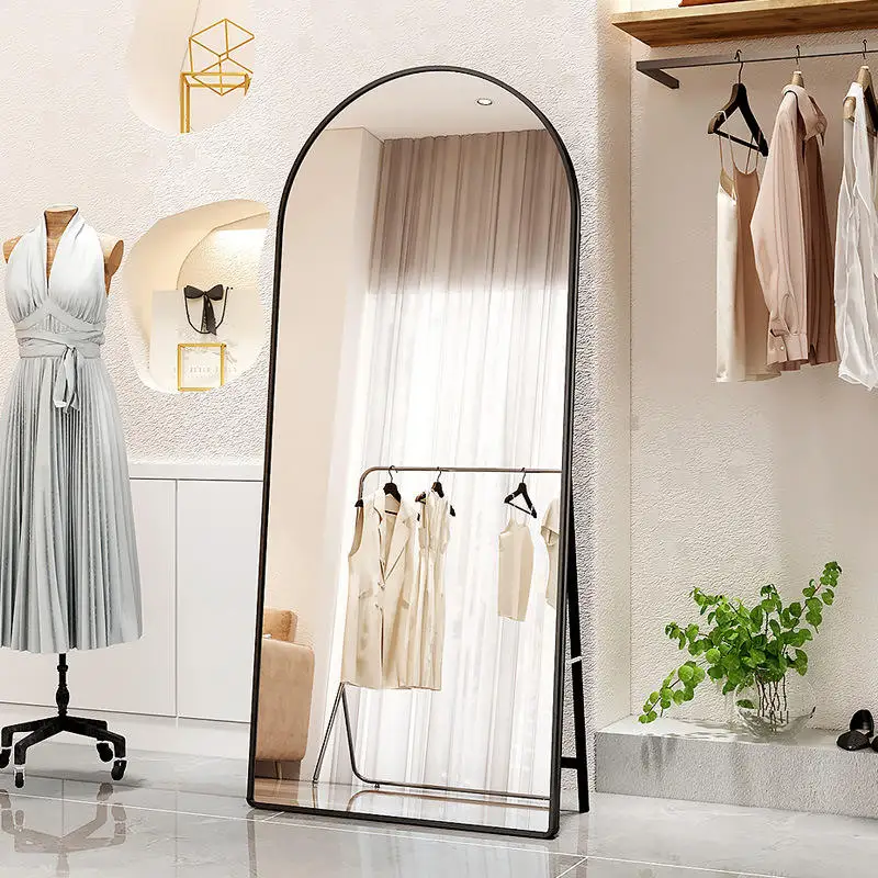 Large arched full body mirror aluminum alloy arch special fitting mirror in clothing store espejo spiegel
