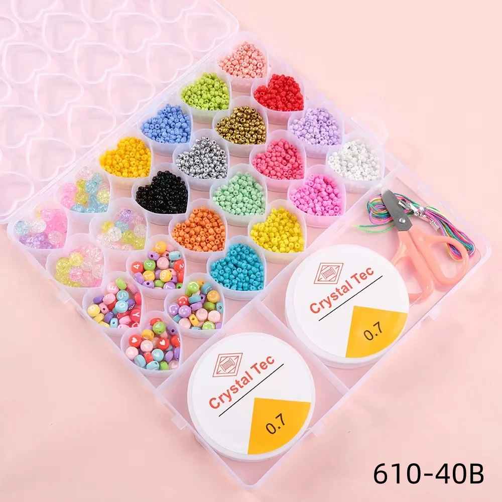 26 Grids 1 Set Jewelry Beads Bracelet Making Kit Plastic Polymer Beads DIY Arts Crafts Kit Letter Bead Gifts Toys for Girls