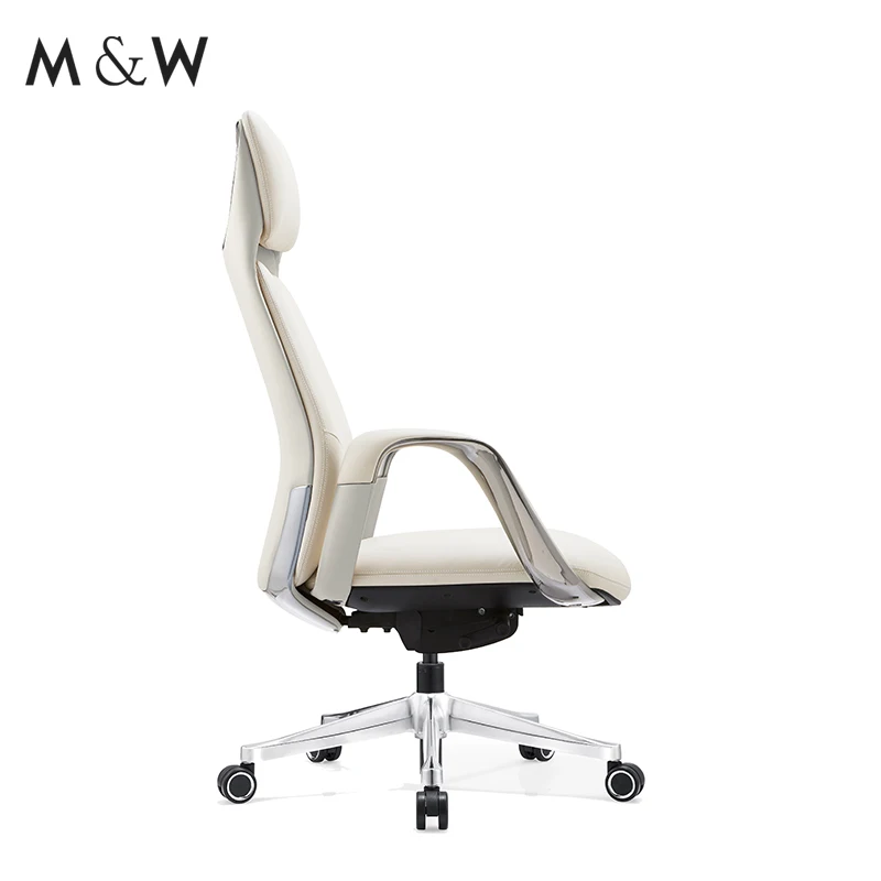 M & W роскошное регулируемое офисное кресло для клиентов металлическое без колеса удобное вращающееся кожаное