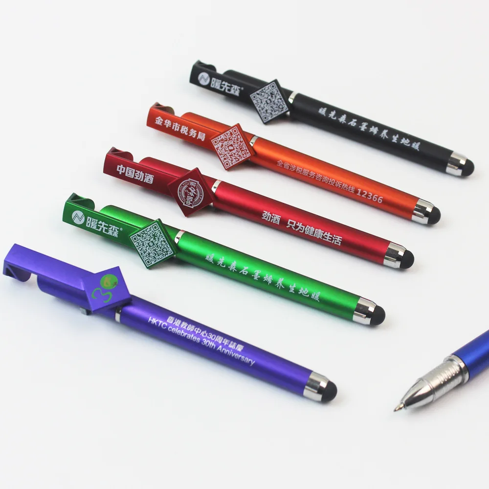 Personalized Logo 3-in-1 Soft Stylus Multifunction Touch Screen Pen with Custom Logo Novelty Ballpoint Plastic Pens for Phone