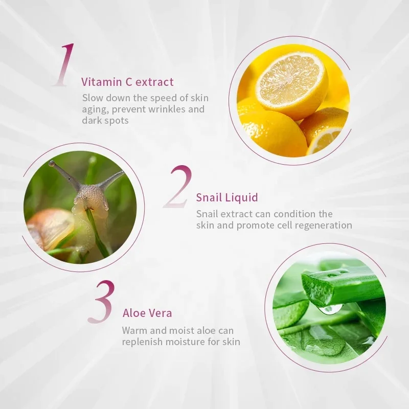RtopR Snail Vitamin c Serum Anti-Aging Shrink Pore Whitening Moisturizing Essence Oil Control Face Serum Skin Care Products