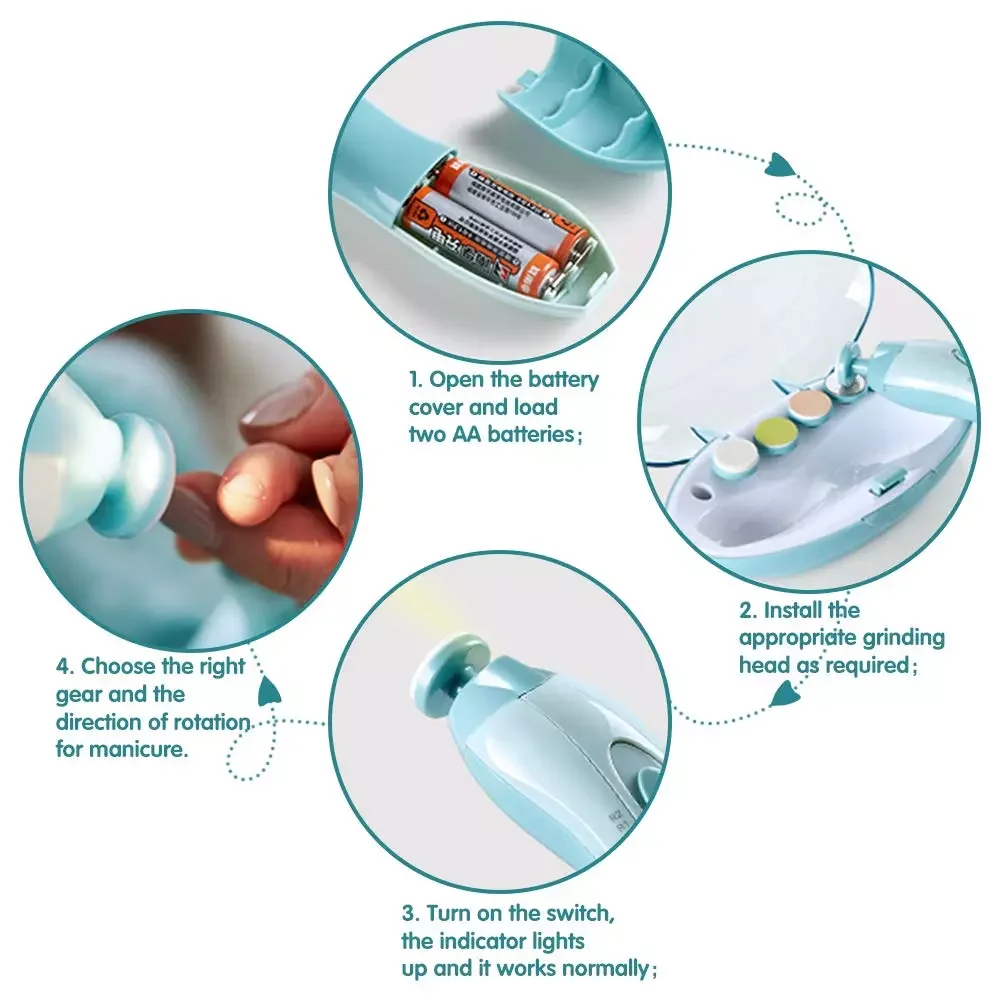 Baby Nail Trimmer File Electric - Safe Nail trimmer  for Newborn Toddler Kids Toes and Fingernails , Care, Polish and Trim