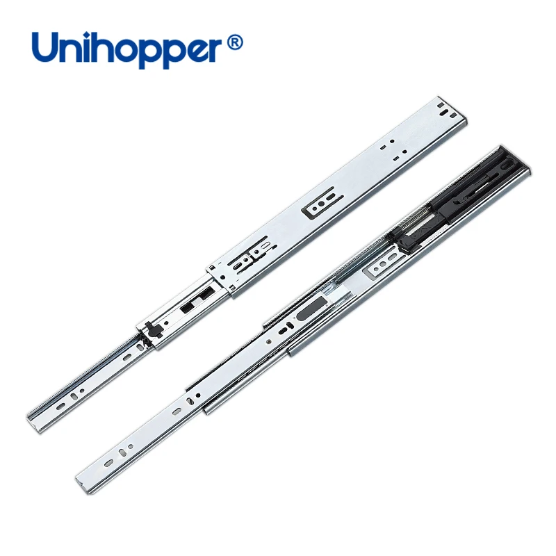 Unihopper 3 Fold Soft Close Telescopic Channel Ball Bearing Rail Auto Cabinet Hydraulic Drawer Slide