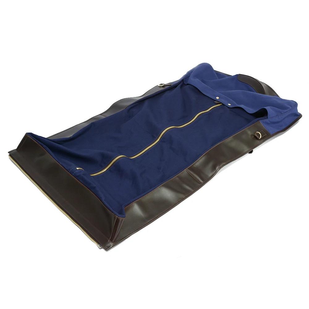 Luxury Leather Suit Carrier Bag Brown Suiter Case Dress Garment Cover Travel Bag