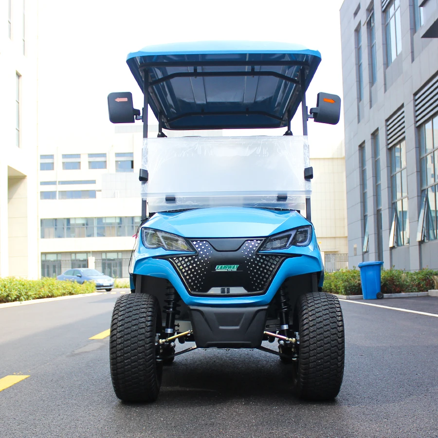 Ce Certification 72v 7.5kw Battery Powered Solid Wheel 4 Seater Electric Golf Hunting Cart Buggy