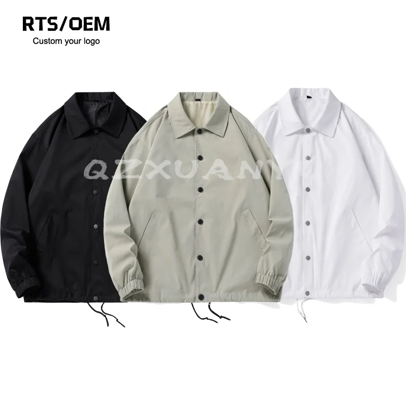 2022 Customized Clothing Manufacturer 100% Polyester Lightweight Coach Jacket For Men Bomber Jacket Button Up Coach Jacket