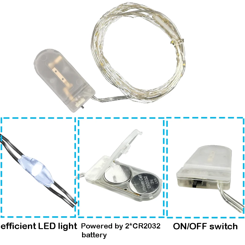 Декоративная гирлянда из медной проволоки 10 светодиодов батарея CR2032
