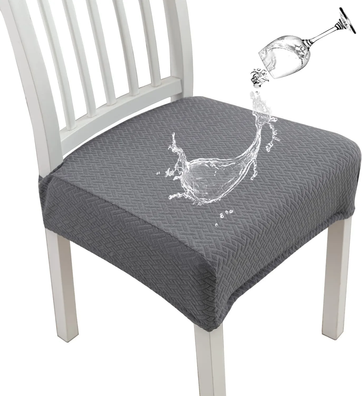 Jacquard Waterproof Stretch Chair Slipcover Dining Chair Covers For Living Room