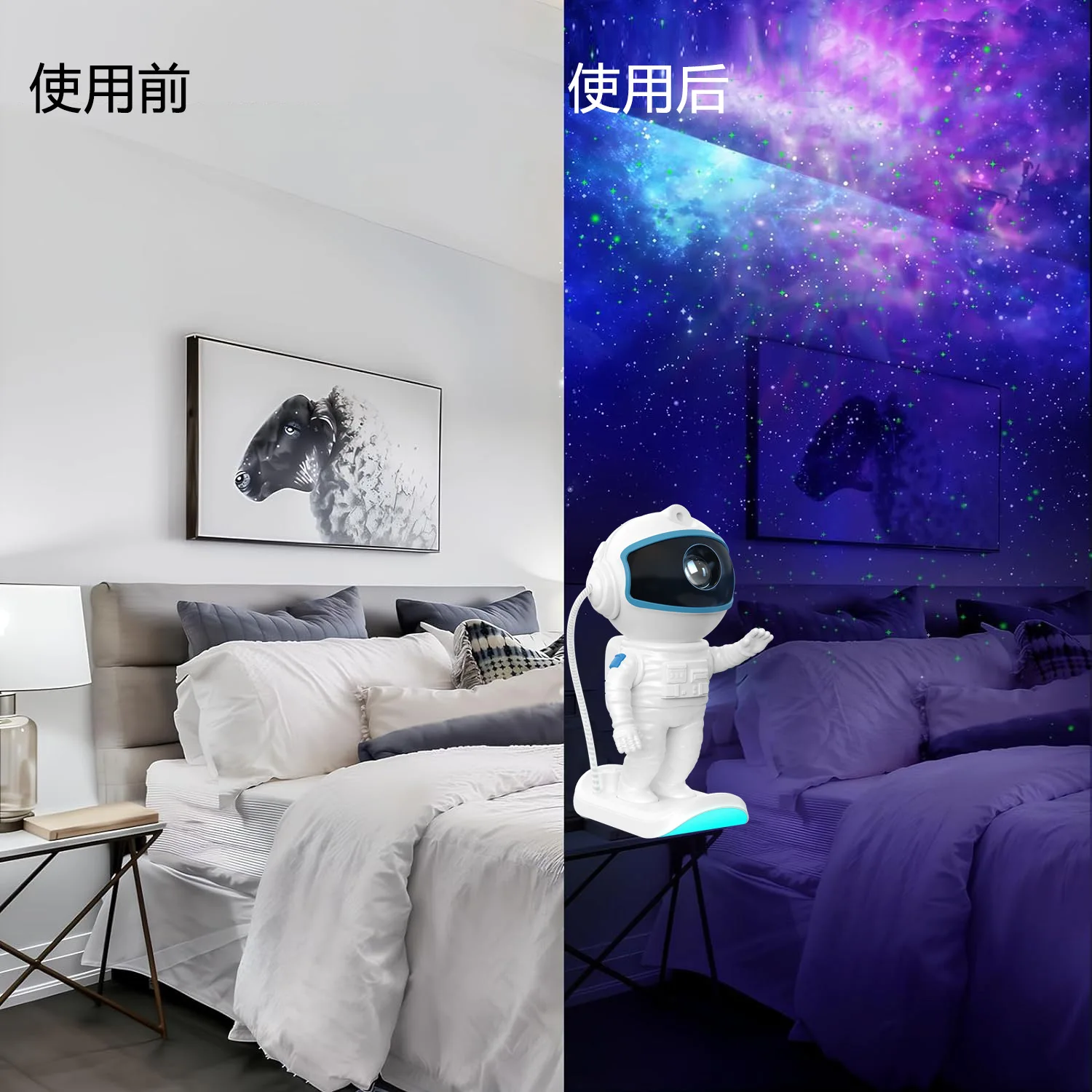 Skiing Astronaut Galaxy Projector Colorful Nebula Starry Sky Night Projector Smart Remote Control Led Desk Lamp For Bedroom