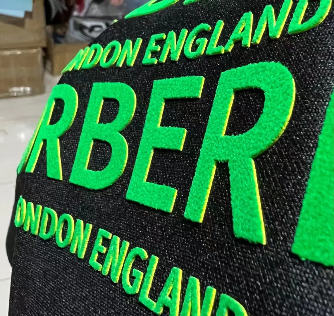 3D Brick Flock Heat Transfer Clothing Labels Custom Brand Logo Name Heat Transfer Vinyl Designs For Garment