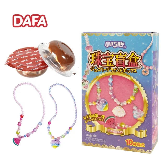 Chocolate Product In Noble Girl Princess Necklace Series Surprise Blind Box And Chocolate Biscuit Cup For Kids