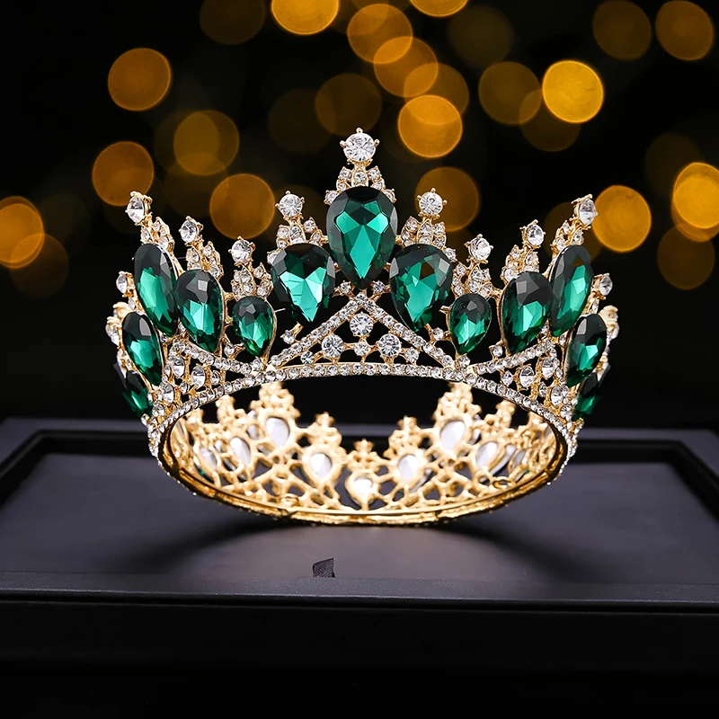 Fashion Baroque Luxury Wholesale Crystal Bridal Crown Tiaras/diadem Gold Diadem Large Tiaras For Women Bride Wedding Hair Access