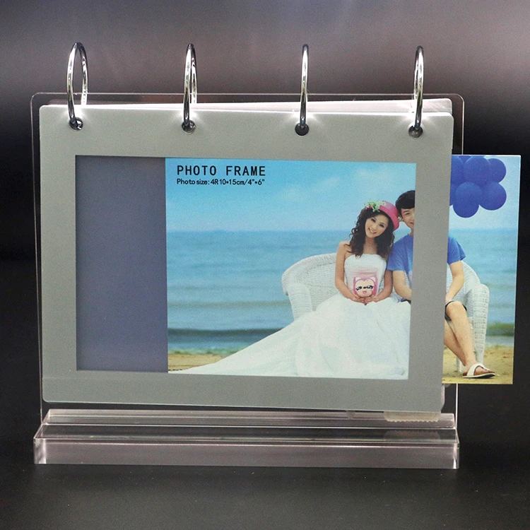 
High quality double heart photo frame custom wood clear glass for Desk 