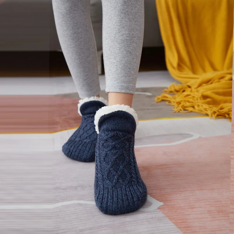 High Quality Indoor Thermal Winter Warm Fuzzy Slipper Floor Anti Slip Fleece Lined Sherpa Socks