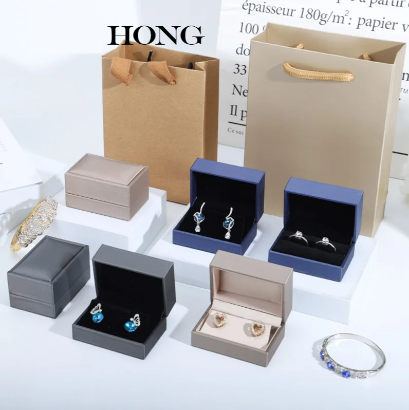 2022  high quality logo customizable pu leather  jewelry box stud earring box