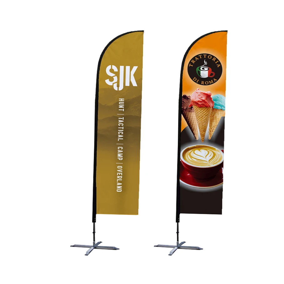 wholesales custom logo feather banner flags outdoor advertising flying xl beach flag with pole stand water base