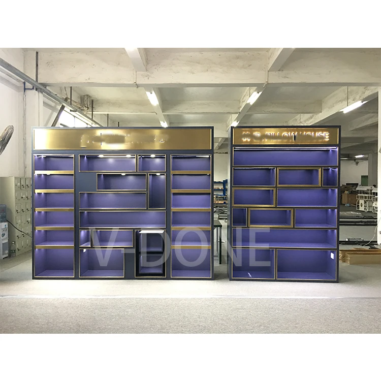 Whole store custom supermarket shelf modern pillow type bedding wooden led light display