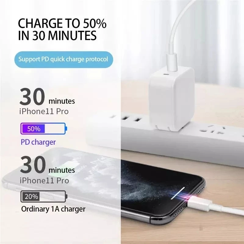 Кабель зарядный PD USB Type-C 20 Вт для iPhone 12 11 Pro Max Mini X XR 8 7 Plus