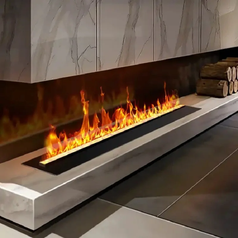 Modern 3D Flame Color Gradient Electric Water Vapor Fireplace Recessed