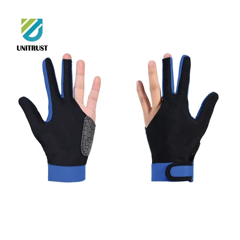 Customized Logo high quality 3 finger billiards gloves breathable pool snooker cue gloves