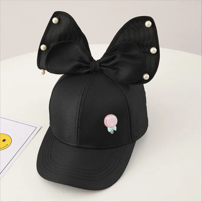 Summer Sunshade Cute Kids Sun Hats Girl Pearl Decoration Breathable Princess Baseball Cap