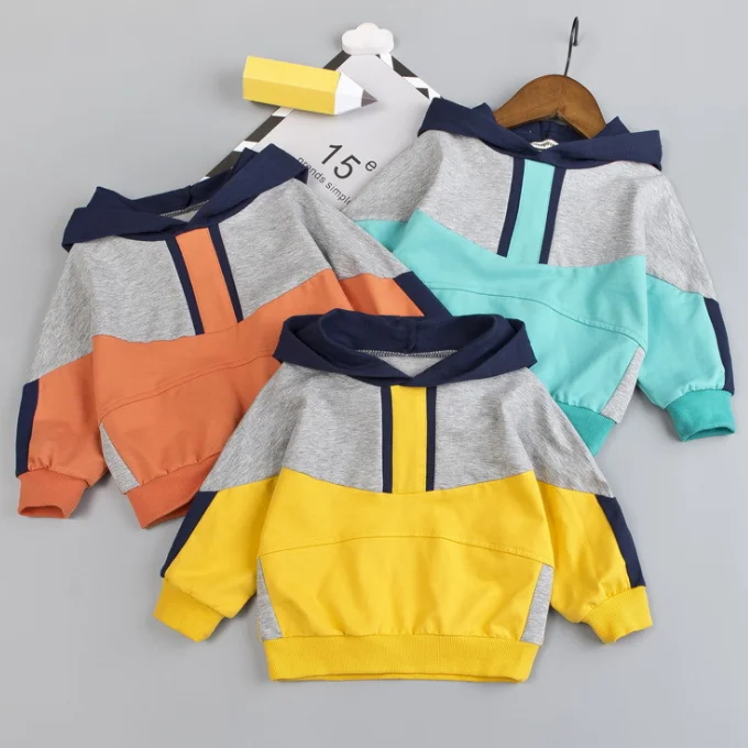 
KS1197 2019 new autumn blank baby boys hoodie fashion color combination hoodie 