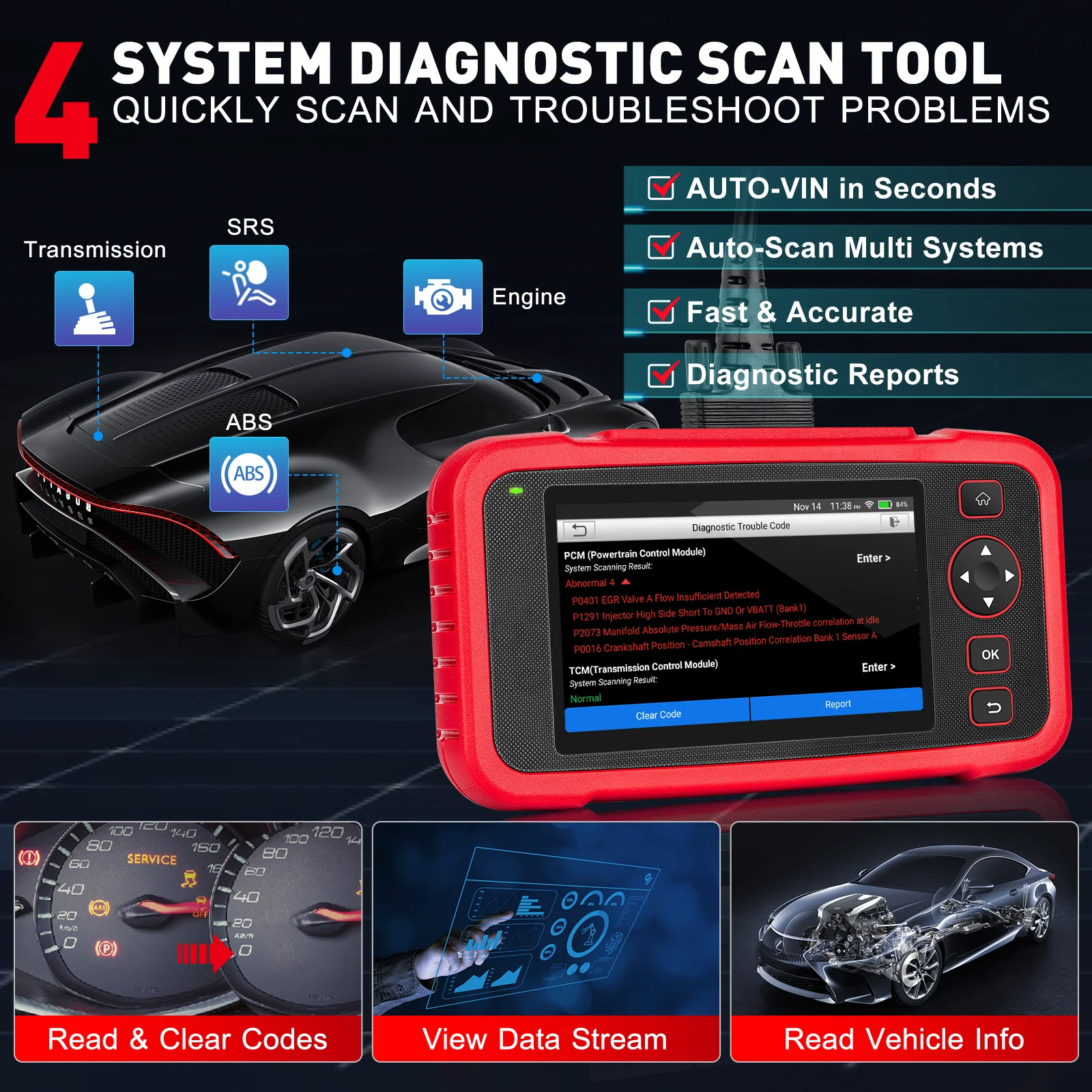 Launch CRP123I V2.0 Elite Four System Car Diagnostic Tool with 7 Resets 2024 New OBD2 Code Reader PK CRP123X
