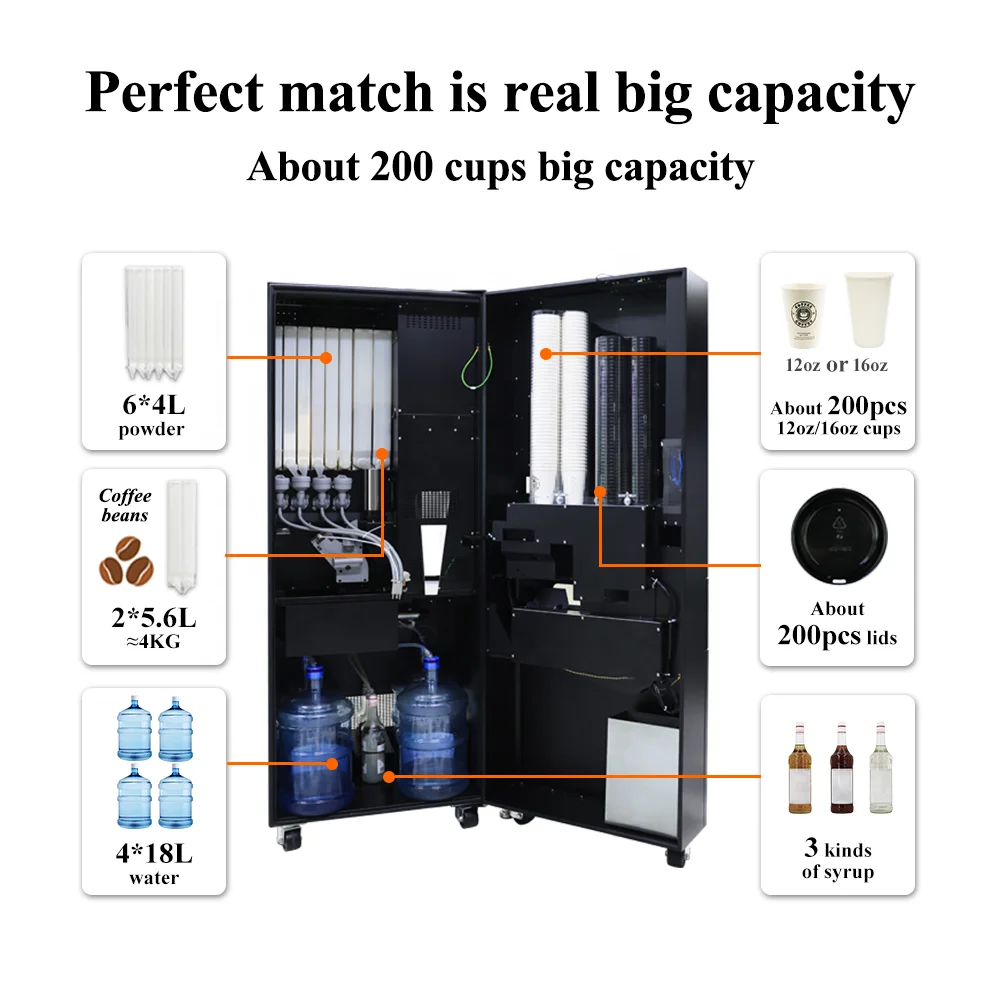 2024 Hot Sale Fully Automatic Vending Coffee Machine for Business with Ice Maker for Shopping Mall