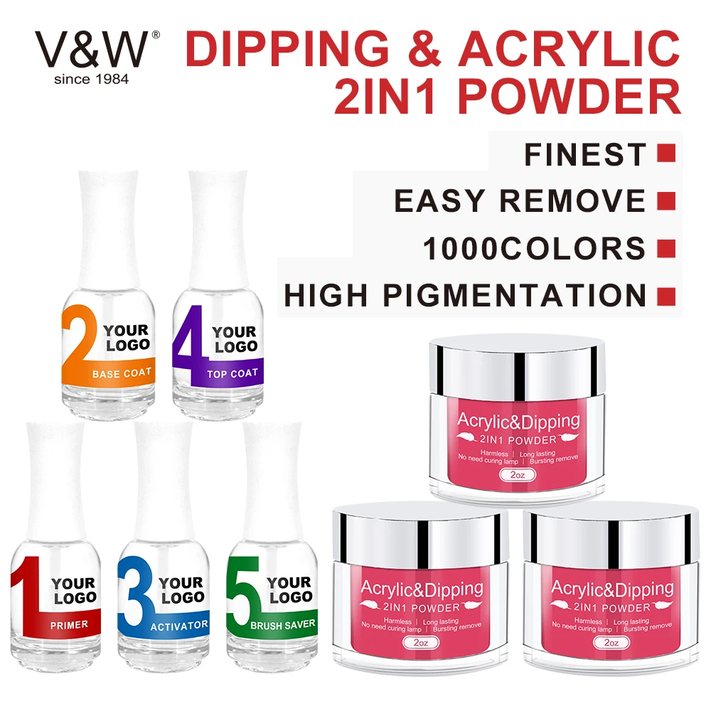 VW manufacturers 2 in 1 dip powder acrylic powder for nails dipping powder nails system